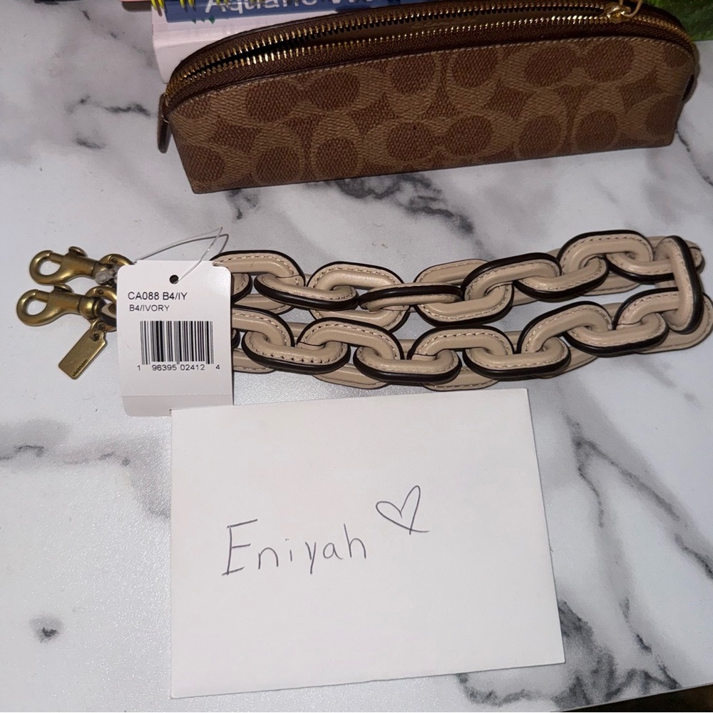 COACH Leather Covered Short Chain Strap